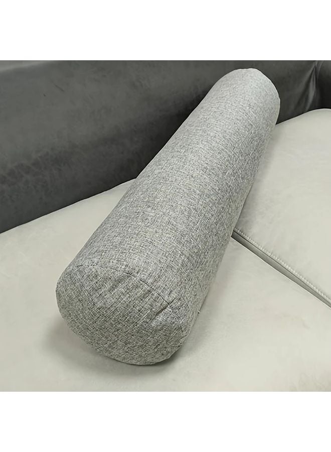 Beige Gray Linen Cylindrical Neck Pillow For Sofa Bed Office Support Machine Washable - Image 1